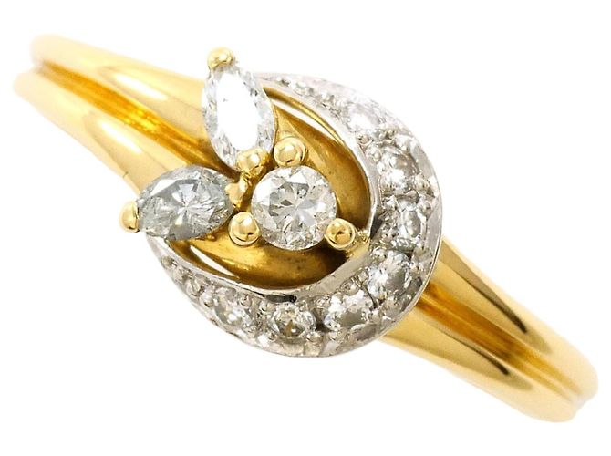 Autre Marque Platin- und Gelbgold-Ring mit Diamant Golden
