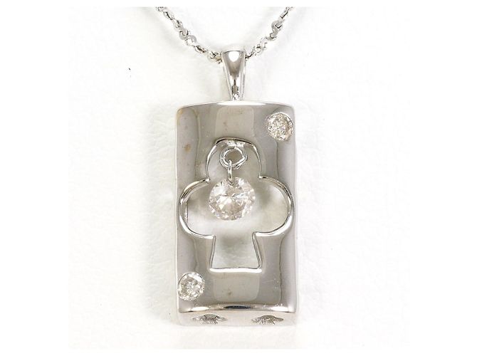 Autre Marque Collar de oro blanco de 18K con diamante Dorado