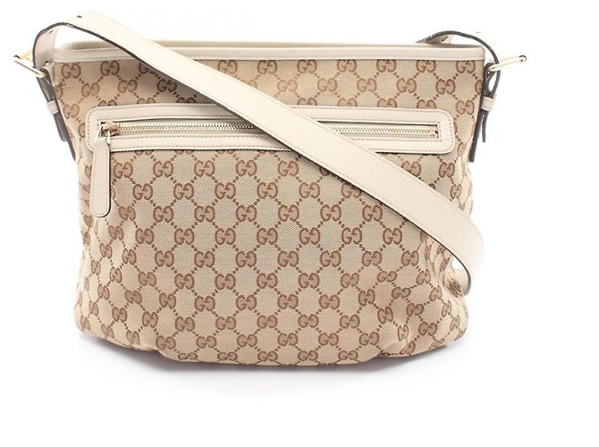 Bolsa de Ombro Gucci GG Canvas Branco Bege