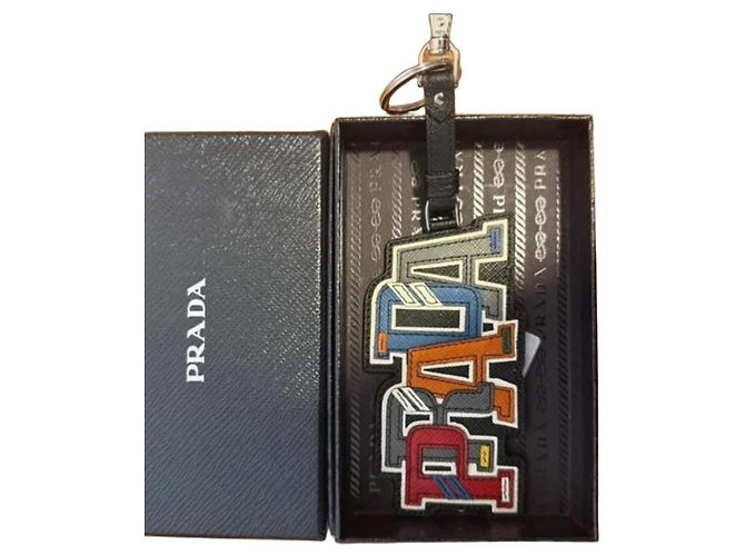 Portachiavi in pelle Prada Lettering multicolore Nero