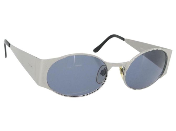 CHANEL Sonnenbrille Metall Silber CC Auth 181482
