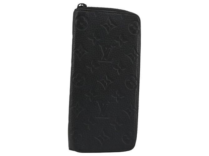 LOUIS VUITTON Monogram Empreinte Zippy Wallet Black M61864 LV Auth 140525 Negro