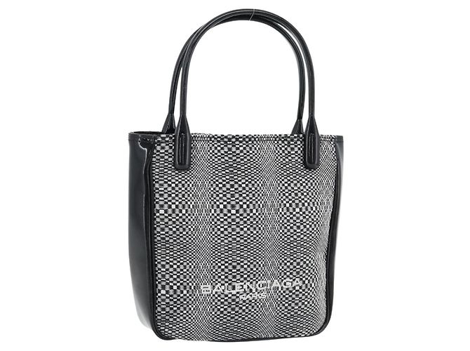 BALENCIAGA Handtasche Canvas Grau Silber Auth BA12932 Braun