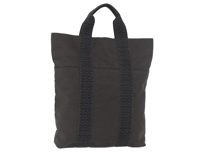 Hermès HERMES Her Line Tote Bag Canvas Grau Silber Auth BA12646A Braun