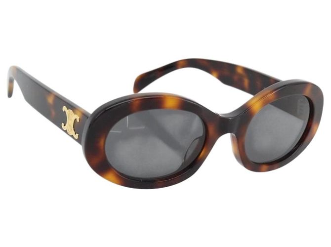Céline Gafas de sol CELINE Triomphe de plástico Marrón Auth BA12972M Castaño