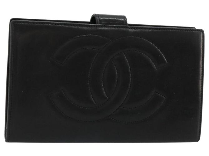 Cartera larga CHANEL de piel de cordero negra CC Auth BA12654A Negro
