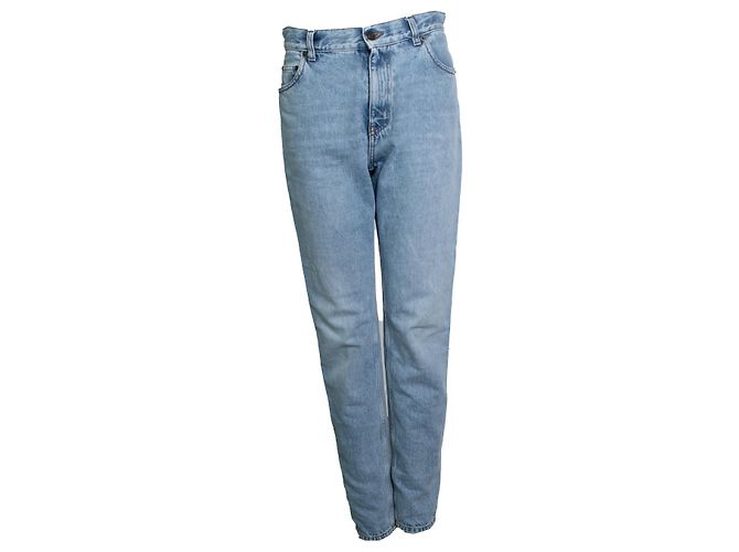 Saint Laurent, jeans Nico de tiro medio y corte recto Azul