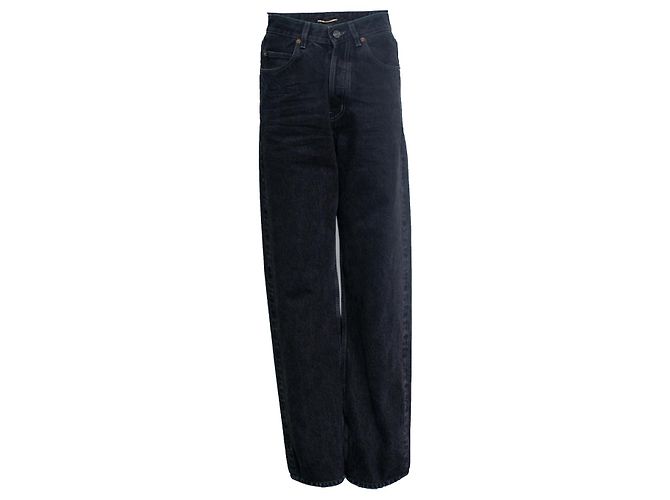 Saint Laurent, Baggy Jeans lang mit V-Taille in Schwarz
