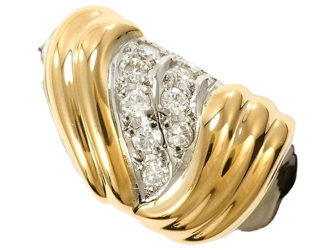 Autre Marque 18K Gelbgold und Platin Diamant Ring Golden