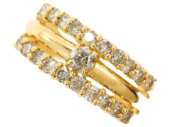 Autre Marque 18K Gelbgold-Ring mit Diamant Golden