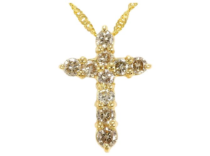 Autre Marque 18K Gelbgoldhalskette mit Diamant Golden