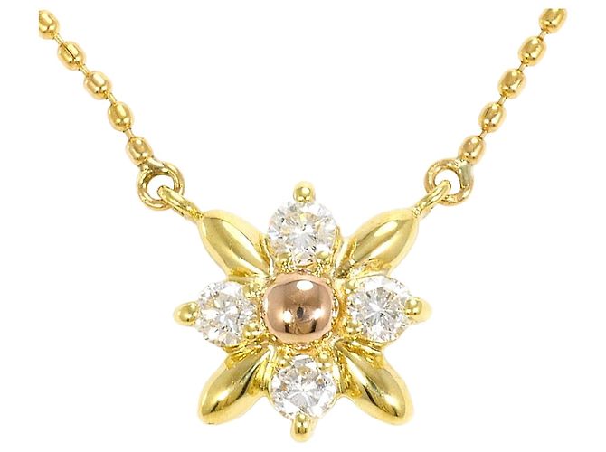 Autre Marque Collar de oro de 18K con diamante Dorado