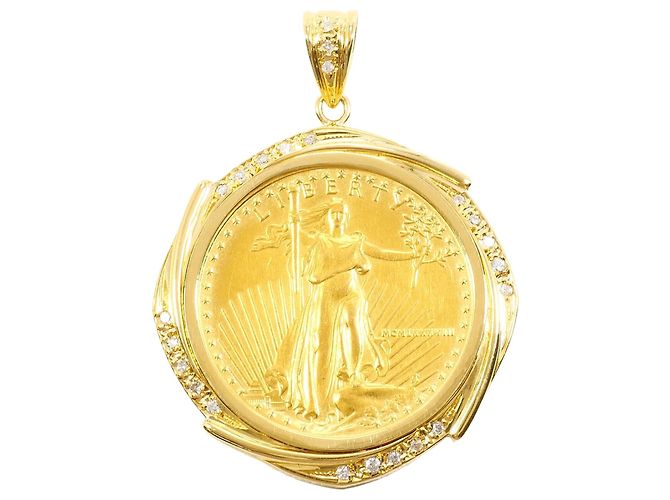 Autre Marque Pendente elegante in oro giallo e diamanti D'oro