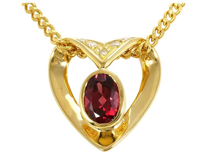 Autre Marque Collana in oro giallo 18K con granato e diamante Rosso D'oro