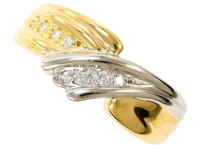 Autre Marque PT850 Platin- und Gelbgold-Diamantring Golden