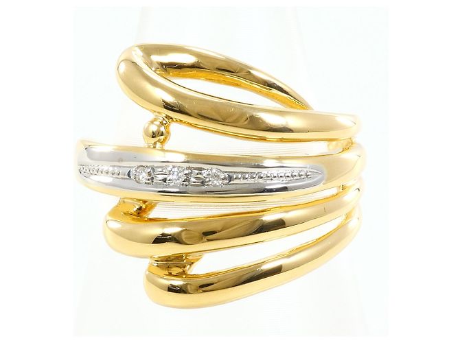 Autre Marque Elegenter 18K Gelbgold- und Platin-Diamantring Golden