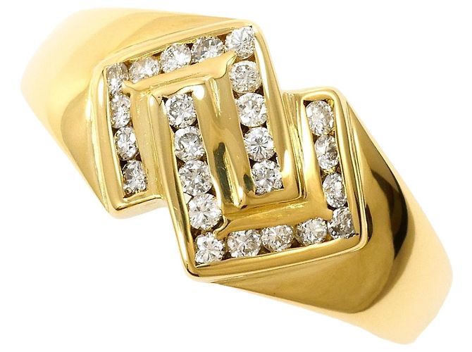 Autre Marque Anello a fascia in oro giallo 18K e diamanti D'oro