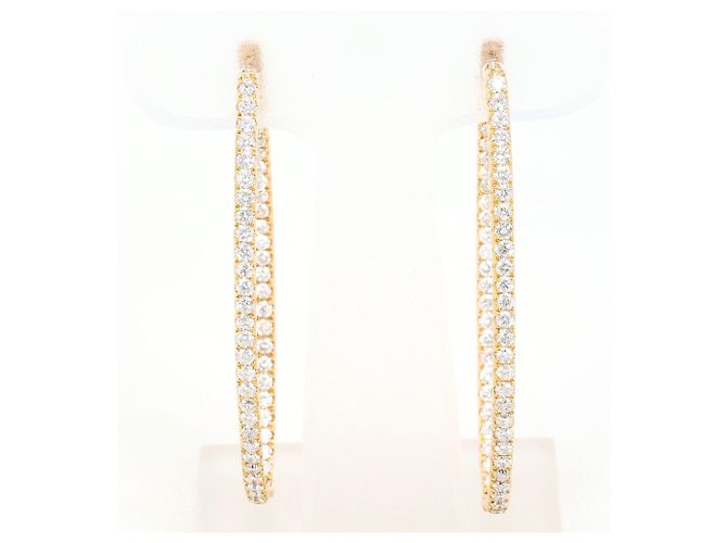 Autre Marque Orecchini a cerchio in oro rosa 18K con diamanti D'oro