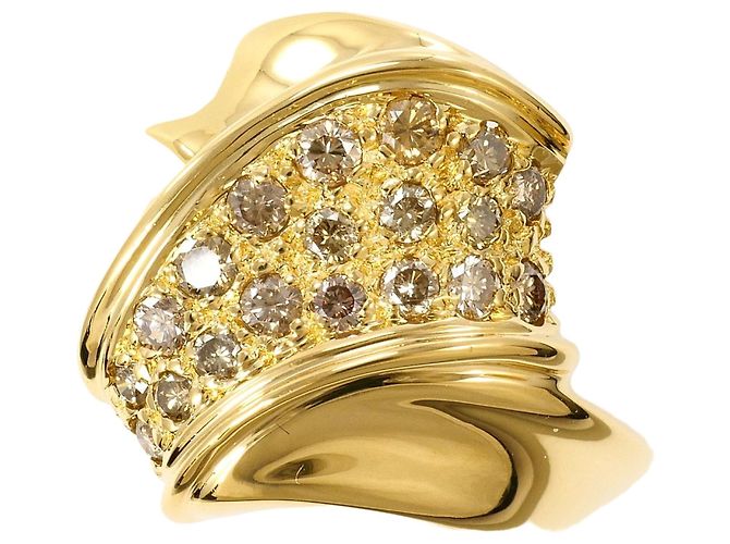 Autre Marque 18K Gelbgold-Ring mit braunem Diamanten Golden