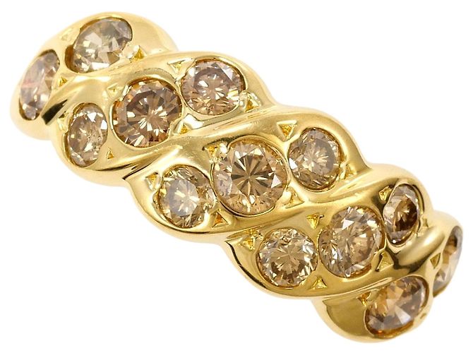 Autre Marque 18K Gelbgold-Ring mit braunem Diamanten Golden