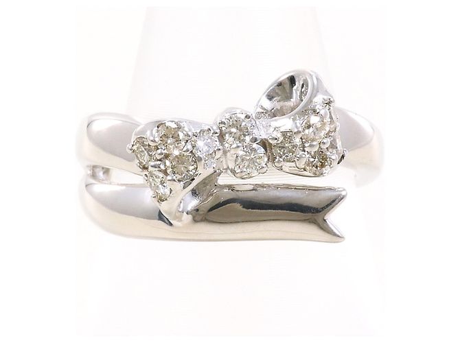 Autre Marque Anillo de banda de oro blanco de 18K y diamantes Dorado