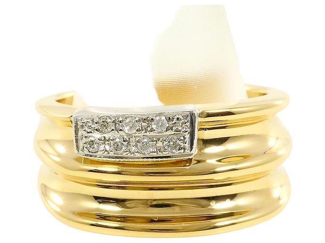 Autre Marque 18K Gelbgold- und Platin-Ring mit Diamant Golden