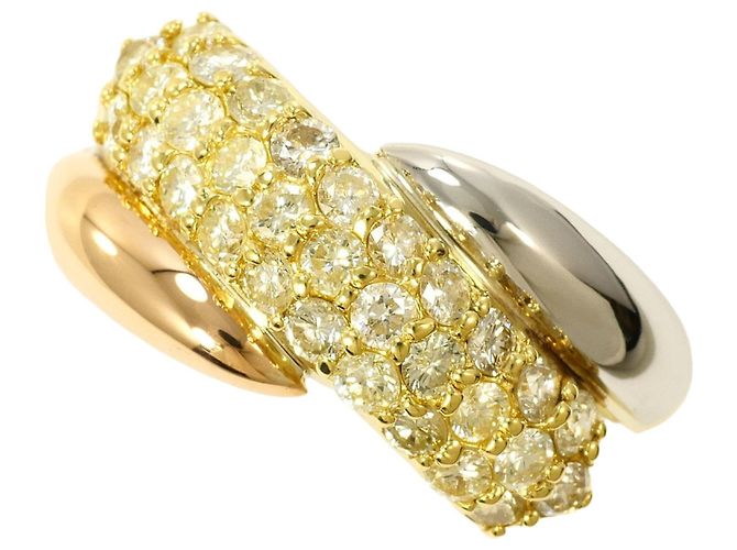 Autre Marque Anel de banda elegante em ouro 18K e platina Dourado