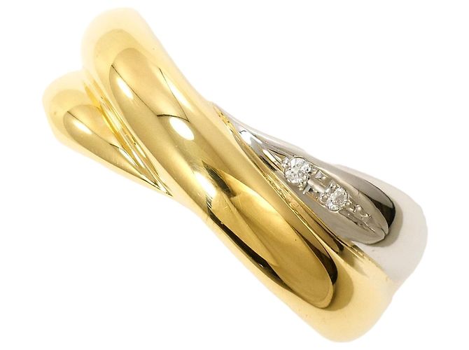 Autre Marque 18K Gelbgold- und Platin-Ring mit Diamant Golden