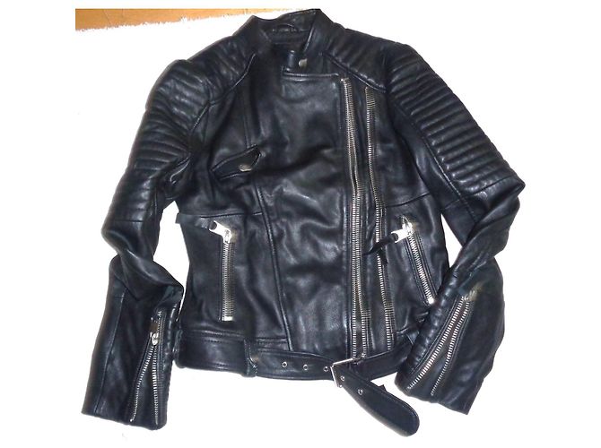 Zara Black Leather Biker Jacket