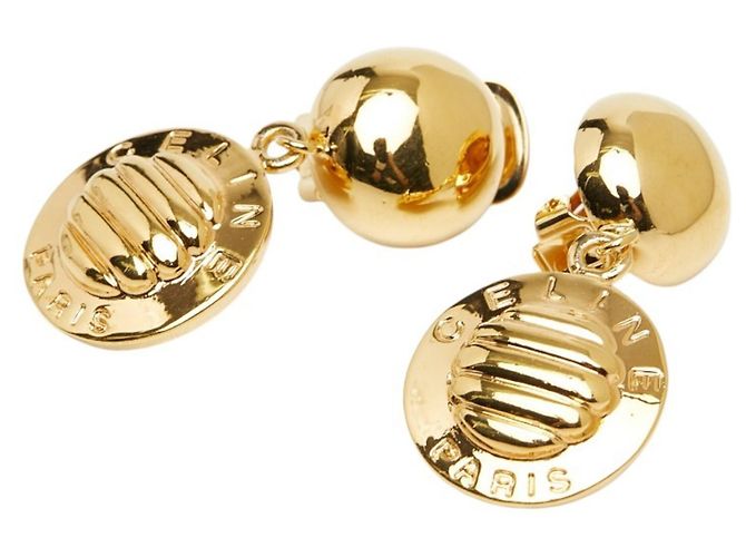 Céline Pendientes de clip Celine Vintage Triomphe Macadam Dorado