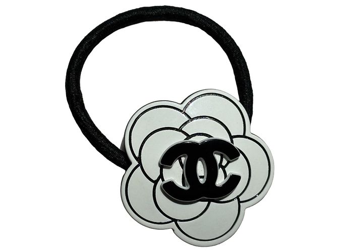Chanel Elastico per capelli Camelia Nero Bianco