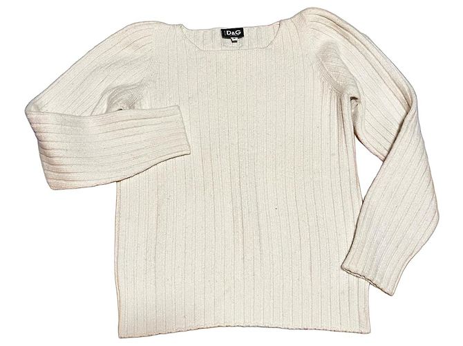 D&G Dolce & Gabbana Rippstrick-Pullover Weiß 