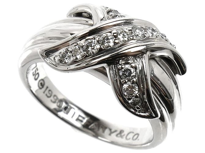 Anel de aliança em ouro branco 18K e diamantes Tiffany & Co.