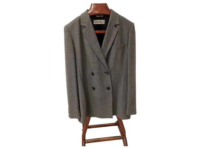 Max Mara Grey Virgin Wool Double-Breasted Suit