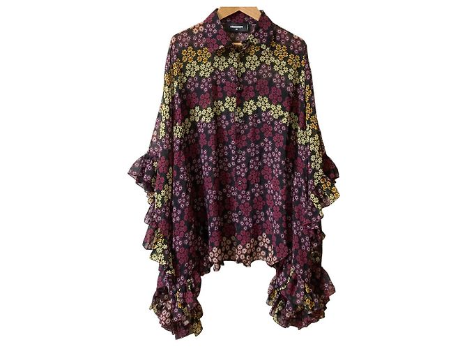 Autre Marque Camicetta trasparente con stampa floreale Dsquared2 Porpora