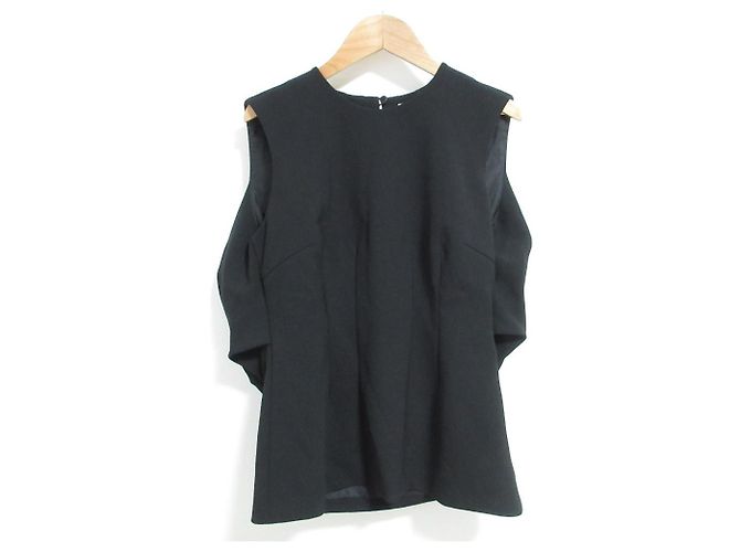 Autre Marque Top ENFOLD Double Cloth Peplum Back Volume Preto