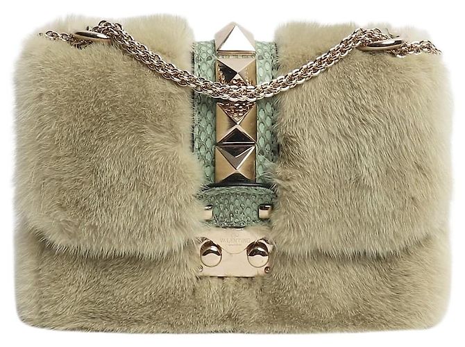 Rockstud Valentino Bolsa transversal de pele sintética verde