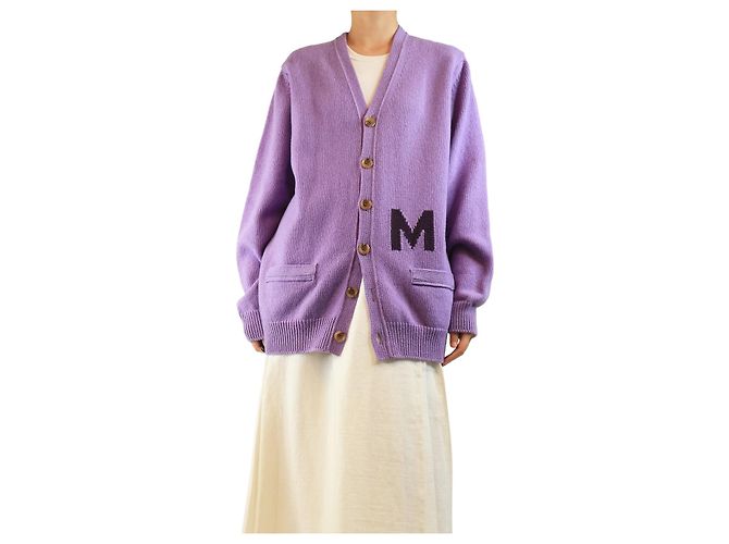 Marc Jacobs Langer Wollstrickjacke in Lila - Größe M