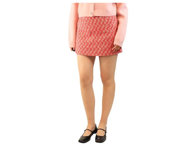 Miu Miu Red Herringbone wool mini skirt - size UK 8