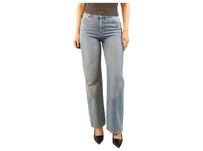 Ba&Sh Blaue Jeans mit Stickereidetails - Größe UK 8