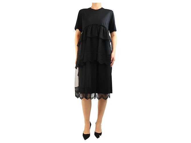 Simone Rocha Vestido midi de encaje negro - talla L