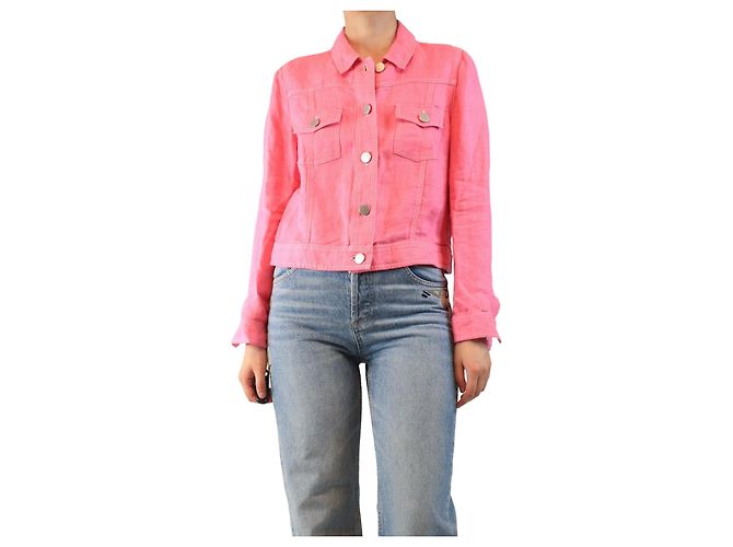 Autre Marque Kurze Leinenjacke in Rosa - Größe UK 12 Pink