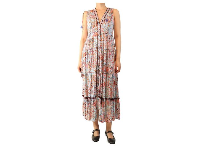 Autre Marque Ärmelloses Kleid mit blauem Blumenprint - Größe S