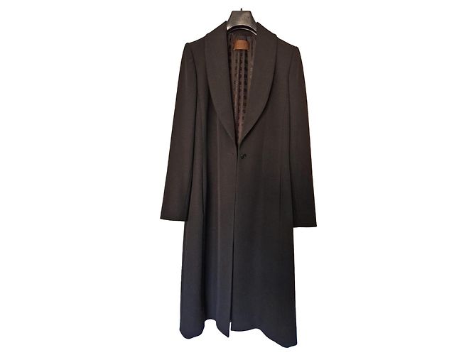 Loewe Abrigo Largo de Lana Virgen Negra Negro