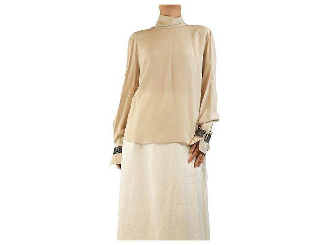 Brunello Cucinelli Monili cuff Seidenbluse Ecru - Größe L