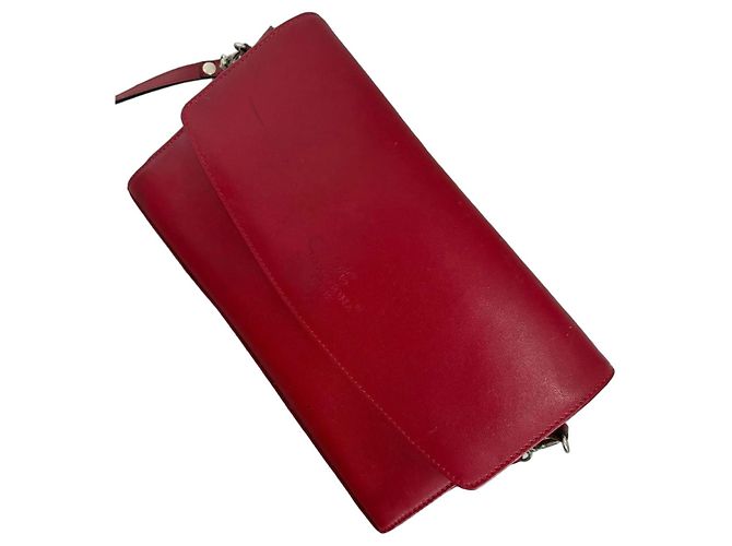 Autre Marque Bolsa de mão Hexagona em couro vermelho