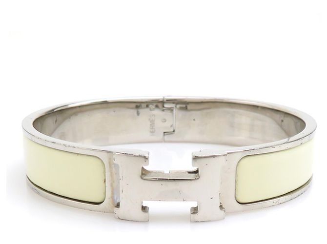 Hermès Hermes HERMES Pulsera Bangle Clic Clack H Plata Blanco roto 