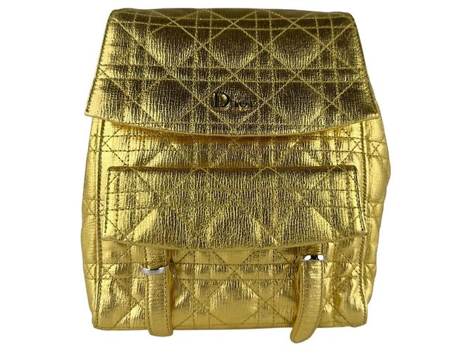 Christian Dior Cannage Leather Backpack Golden