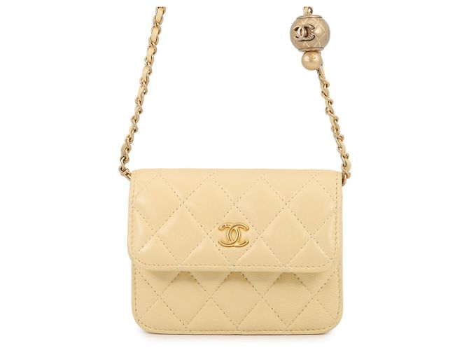Bolsa de Alça Chanel Mini Matelassé Chain Amarelo