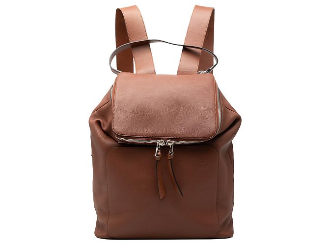 LOEWE Brown Large Leather Goya Backpack